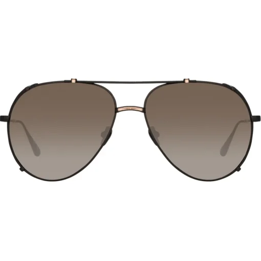 Linda Farrow - Newman Aviator Sunglasses in Black - LFL1039C8SUN - Eyewear - Avvenice^ Sunglasses
