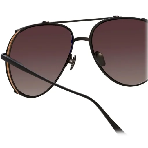 Linda Farrow - Newman Aviator Sunglasses in Black - LFL1039C8SUN - Eyewear - Avvenice^ Sunglasses