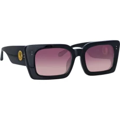 Linda Farrow - Nieve Rectangular Sunglasses in Black Wine - LFL1297C5SUN - Eyewear - Avvenice^ Sunglasses