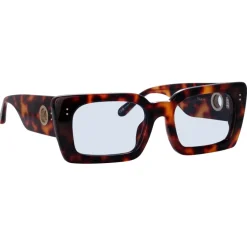 Linda Farrow - Nieve Rectangular Sunglasses in Tortoiseshell Blue - LFL1297C6SUN - Eyewear - Avvenice^ Sunglasses