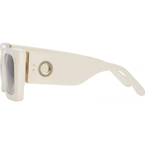Linda Farrow - Nieve Rectangular Sunglasses in White - LFL1297C7SUN - Eyewear - Avvenice