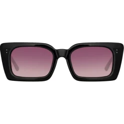 Linda Farrow - Nieve Rectangular Sunglasses in Black Wine - LFL1297C5SUN - Eyewear - Avvenice^ Sunglasses