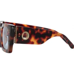 Linda Farrow - Nieve Rectangular Sunglasses in Tortoiseshell Blue - LFL1297C6SUN - Eyewear - Avvenice^ Sunglasses