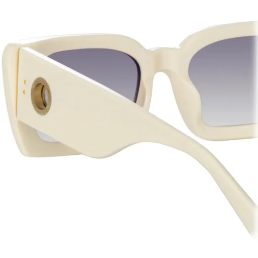 Linda Farrow - Nieve Rectangular Sunglasses in White - LFL1297C7SUN - Eyewear - Avvenice