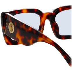 Linda Farrow - Nieve Rectangular Sunglasses in Tortoiseshell Blue - LFL1297C6SUN - Eyewear - Avvenice^ Sunglasses
