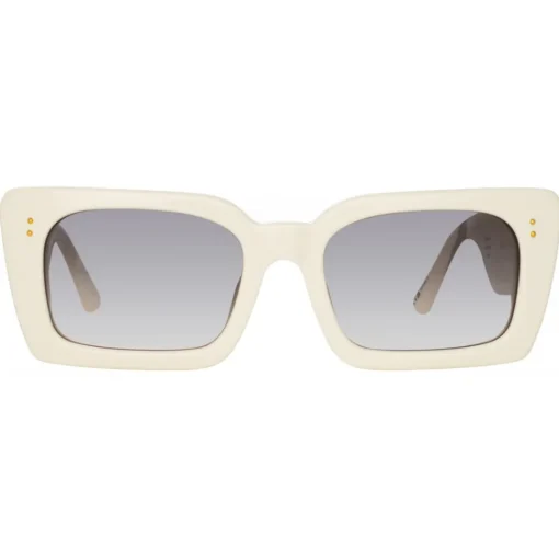 Linda Farrow - Nieve Rectangular Sunglasses in White - LFL1297C7SUN - Eyewear - Avvenice