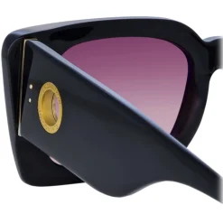 Linda Farrow - Nieve Rectangular Sunglasses in Black Wine - LFL1297C5SUN - Eyewear - Avvenice^ Sunglasses