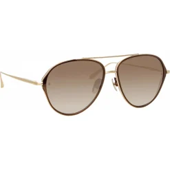 Linda Farrow - Noa Aviator Sunglasses in Light Gold - LFL1319C2SUN - Eyewear - Avvenice^ Sunglasses