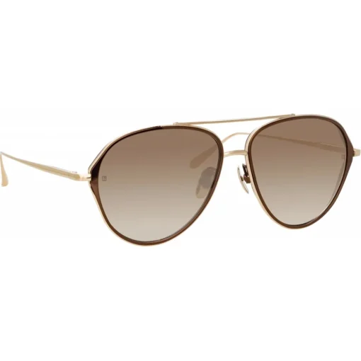 Linda Farrow - Noa Aviator Sunglasses in Light Gold - LFL1319C2SUN - Eyewear - Avvenice^ Sunglasses