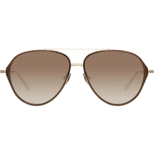 Linda Farrow - Noa Aviator Sunglasses in Light Gold - LFL1319C2SUN - Eyewear - Avvenice^ Sunglasses