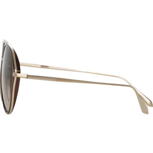 Linda Farrow - Noa Aviator Sunglasses in Light Gold - LFL1319C2SUN - Eyewear - Avvenice^ Sunglasses