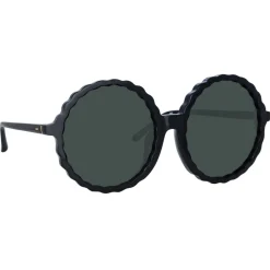 Linda Farrow - Nova Round Sunglasses in Black - LFL1354C1SUN - Eyewear - Avvenice^ Sunglasses
