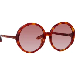 Linda Farrow - Otavia Oversized Sunglasses in Amber Tortoiseshell - LFL1356C3SUN - Eyewear - Avvenice