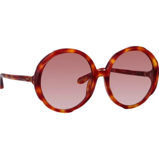 Linda Farrow - Otavia Oversized Sunglasses in Amber Tortoiseshell - LFL1356C3SUN - Eyewear - Avvenice