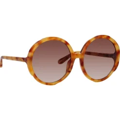 Linda Farrow - Otavia Oversized Sunglasses in Saffron Tortoiseshell - LFL1356C2SUN - Eyewear - Avvenice