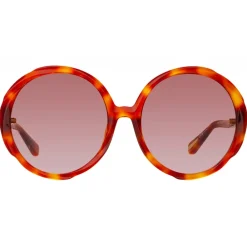 Linda Farrow - Otavia Oversized Sunglasses in Amber Tortoiseshell - LFL1356C3SUN - Eyewear - Avvenice