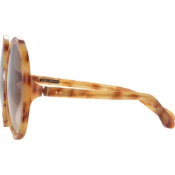 Linda Farrow - Otavia Oversized Sunglasses in Saffron Tortoiseshell - LFL1356C2SUN - Eyewear - Avvenice