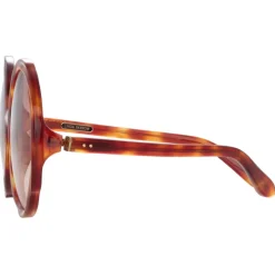 Linda Farrow - Otavia Oversized Sunglasses in Amber Tortoiseshell - LFL1356C3SUN - Eyewear - Avvenice