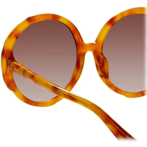 Linda Farrow - Otavia Oversized Sunglasses in Saffron Tortoiseshell - LFL1356C2SUN - Eyewear - Avvenice