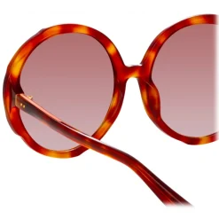 Linda Farrow - Otavia Oversized Sunglasses in Amber Tortoiseshell - LFL1356C3SUN - Eyewear - Avvenice