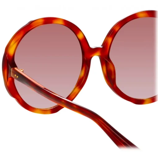 Linda Farrow - Otavia Oversized Sunglasses in Amber Tortoiseshell - LFL1356C3SUN - Eyewear - Avvenice