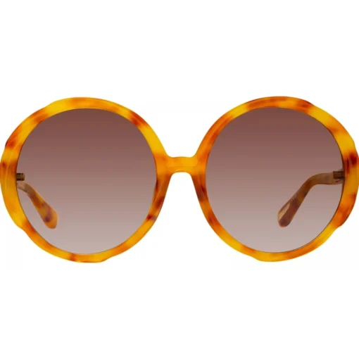 Linda Farrow - Otavia Oversized Sunglasses in Saffron Tortoiseshell - LFL1356C2SUN - Eyewear - Avvenice