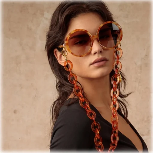 Linda Farrow - Otavia Oversized Sunglasses in Saffron Tortoiseshell - LFL1356C2SUN - Eyewear - Avvenice