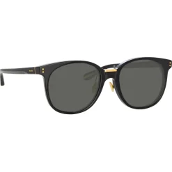 Linda Farrow - Palla D-Frame Sunglasses in Black - LFL1277C1SUN - Eyewear - Avvenice^ Sunglasses