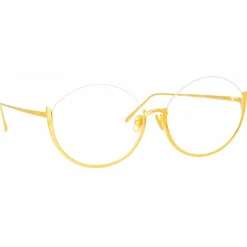 Linda Farrow - Rae Cat Eye Optical Glasses in Yellow Gold - LFL1144C5OPT - Eyewear - Avvenice