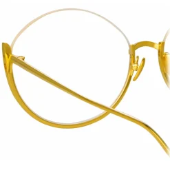 Linda Farrow - Rae Cat Eye Optical Glasses in Yellow Gold - LFL1144C5OPT - Eyewear - Avvenice