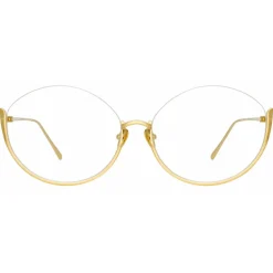 Linda Farrow - Rae Cat Eye Optical Glasses in Yellow Gold - LFL1144C5OPT - Eyewear - Avvenice