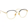 Linda Farrow - Raif Square Optical Glasses in Yellow Gold Black - LFL819C8OPT - Eyewear - Avvenice