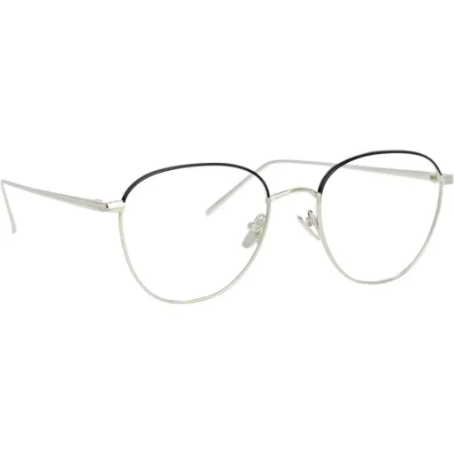 Linda Farrow - Raif Square Optical Glasses in White Gold - LFL819C25OPT - Eyewear - Avvenice