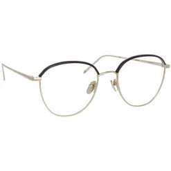 Linda Farrow - Raif Square Optical Glasses in White Gold Black - LFL819C9OPT - Eyewear - Avvenice^ Sunglasses