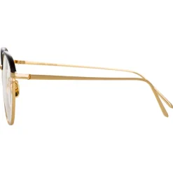 Linda Farrow - Raif Square Optical Glasses in Yellow Gold Black - LFL819C8OPT - Eyewear - Avvenice