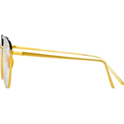 Linda Farrow - Raif Square Optical Glasses in Yellow Gold Black - LFL819C24OPT - Eyewear - Avvenice