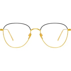 Linda Farrow - Raif Square Optical Glasses in Yellow Gold - LFL819C24OPT - Eyewear - Avvenice^ Sunglasses