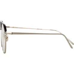 Linda Farrow - Raif Square Optical Glasses in White Gold Black - LFL819C9OPT - Eyewear - Avvenice^ Sunglasses