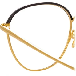 Linda Farrow - Raif Square Optical Glasses in Yellow Gold Black - LFL819C8OPT - Eyewear - Avvenice