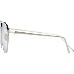 Linda Farrow - Raif Square Optical Glasses in White Gold - LFL819C25OPT - Eyewear - Avvenice