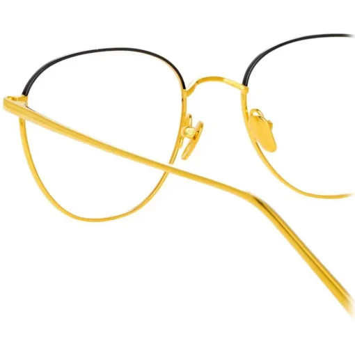 Linda Farrow - Raif Square Optical Glasses in Yellow Gold Black - LFL819C24OPT - Eyewear - Avvenice