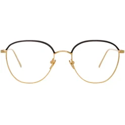 Linda Farrow - Raif Square Optical Glasses in Yellow Gold Black - LFL819C8OPT - Eyewear - Avvenice