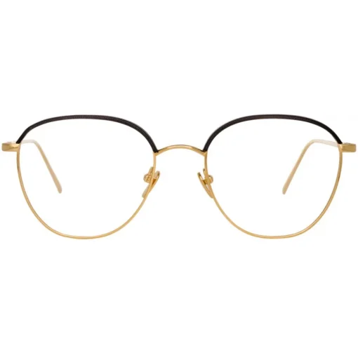 Linda Farrow - Raif Square Optical Glasses in Yellow Gold Black - LFL819C8OPT - Eyewear - Avvenice