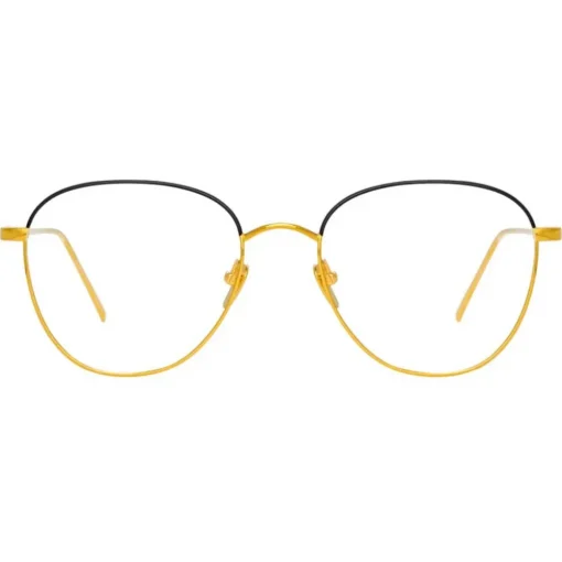 Linda Farrow - Raif Square Optical Glasses in Yellow Gold Black - LFL819C24OPT - Eyewear - Avvenice