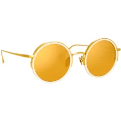 Linda Farrow - Ralph & Russo Watson Round Sunglasses in Cream - LFL1119C6SUN - Eyewear - Avvenice