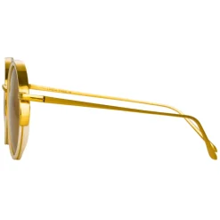 Linda Farrow - Ralph & Russo Watson Round Sunglasses in Cream - LFL1119C6SUN - Eyewear - Avvenice