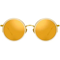 Linda Farrow - Ralph & Russo Watson Round Sunglasses in Cream - LFL1119C6SUN - Eyewear - Avvenice