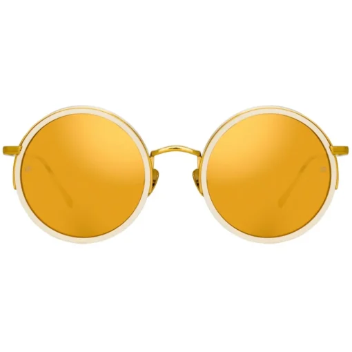 Linda Farrow - Ralph & Russo Watson Round Sunglasses in Cream - LFL1119C6SUN - Eyewear - Avvenice