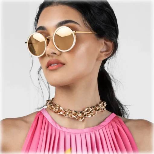 Linda Farrow - Ralph & Russo Watson Round Sunglasses in Cream - LFL1119C6SUN - Eyewear - Avvenice