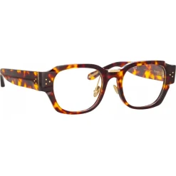 Linda Farrow - Ramon Rectangular Optical Glasses in Tortoiseshell - LFL1270C5OPT - Eyewear - Avvenice